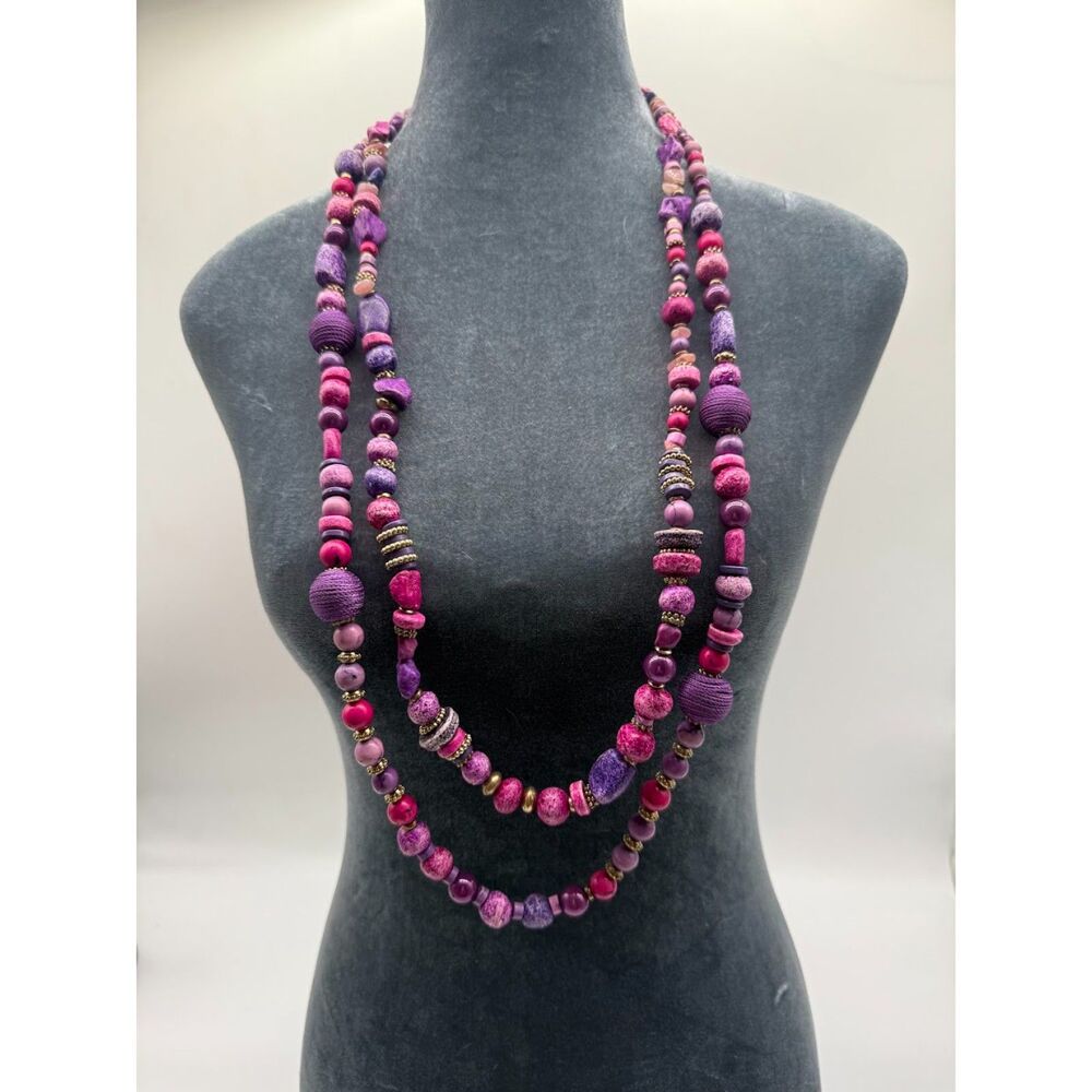 Chico's Purple and Pink Beaded Necklace